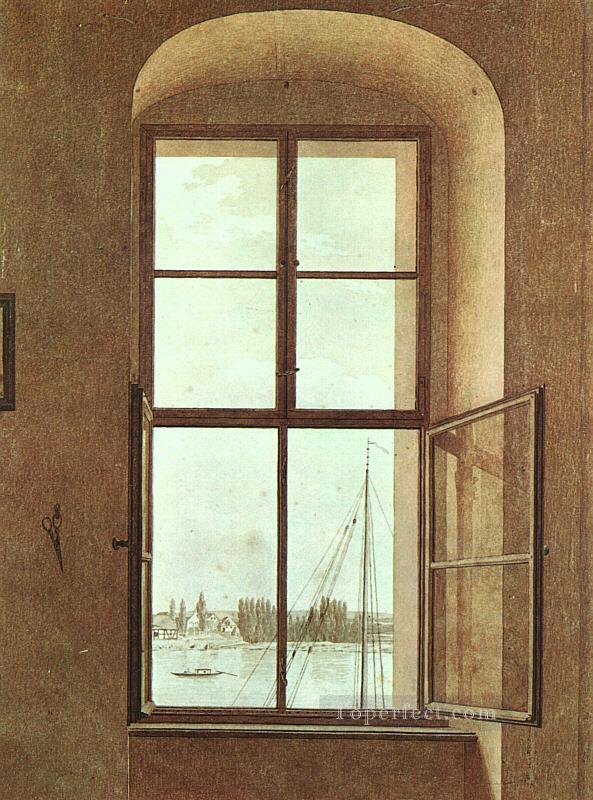 画家のスタジオからの眺め ロマンチックなカスパー・ダーヴィッド・フリードリッヒ油絵